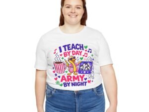 I Teach By Day, Army By Night Teacher T-Shirt — Military Mom/Dad Teacher Tee - Image 7