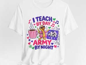 I Teach By Day, Army By Night Teacher T-Shirt — Military Mom/Dad Teacher Tee - Image 4