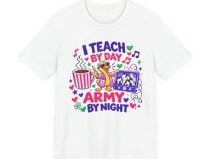 I Teach By Day, Army By Night Teacher T-Shirt — Military Mom/Dad Teacher Tee - Image 3