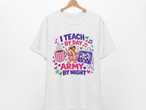 I Teach By Day, Army By Night Teacher T-Shirt — Military Mom/Dad Teacher Tee - Image 8